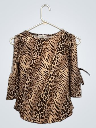 LOUIS FASHION Leopard-Print-Bluse mit Cut-Out-Schultern
