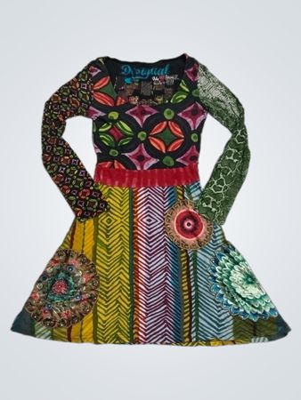 Desigual Patchwork Langarmkleid