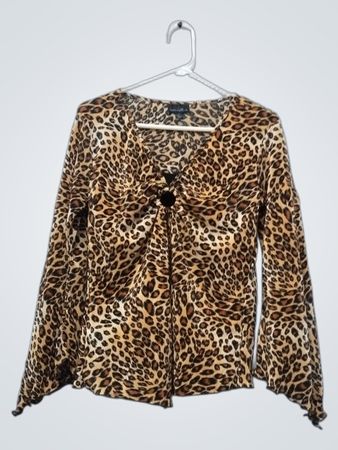 Brittany Schwarz-Leopardenmuster-Langarmshirt