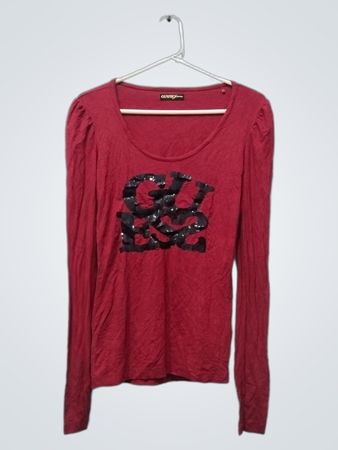 Guess Jeans Long Sleeve Sequin Logo Top