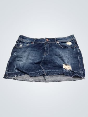 & NOW Distressed Denim Mini Skirt