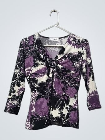 Vogue Damen Bluse mit lila Blumenmuster