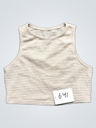 Beige Waffle Knit Crop Top