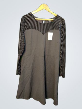 Trendsetter Black Velvet Striped Dress