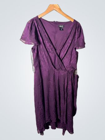 DKNY Purple Floral Print Midi Dress