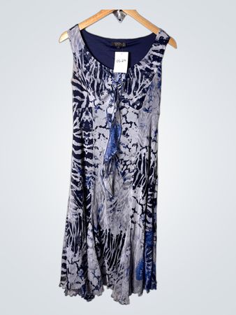 Piccadilly Fashions ärmelloses blau-weißes Kleid mit Animalprint