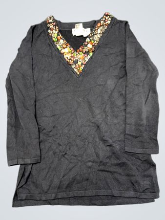 Joseph A. Black Perlenverzierter V-Ausschnitt-Pullover