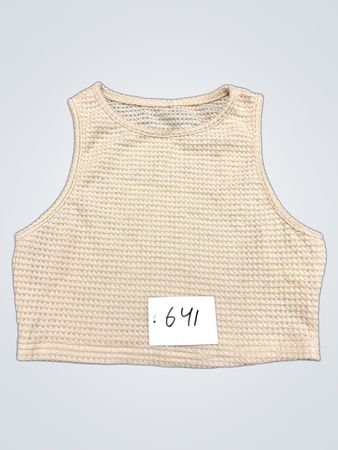 Creme-Waffelstrick-Cropped-Top