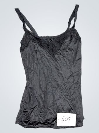 Französisches Dienstmädchen Negligee mit schwarzer Spitzenborte