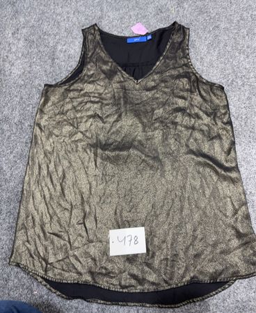 APT.9 Women's Gold Metallic Black V-Ausschnitt Ärmelloses Top