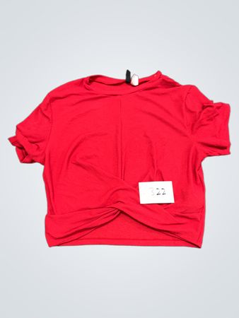 H&M Divided Rotes, geripptes, vorn verdrehtes kurzes Top