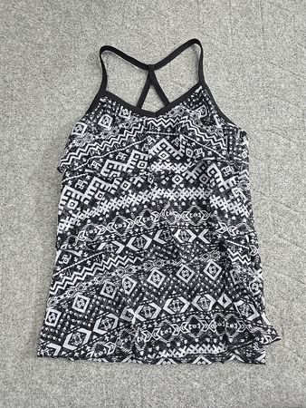 Unbranded Black and White Geometric Print Sleeveless Top