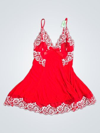 Unbranded Red Lace Trim Slip Dress
