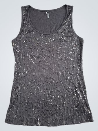 Mango Black Sequined Tank Top