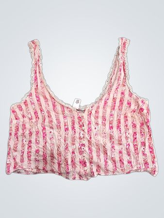 Victoria's Secret Pink Floral Lace Trim Cropped Top