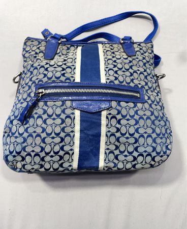 Coach Blue Monogram Tote Handbag