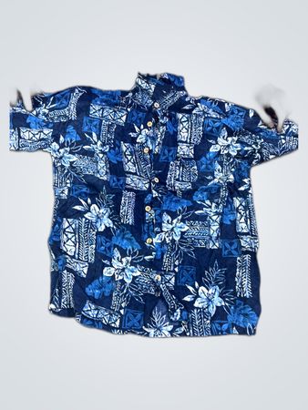 Unbranded Hawaiian Shirt Blue Floral Print