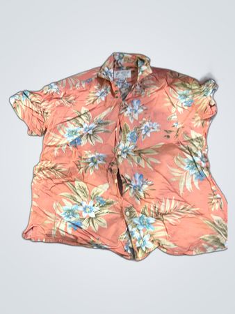 Peach Floral Short Sleeve Shirt
