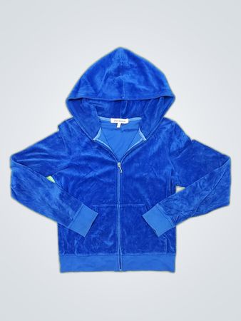 Juicy Couture Blue Velour Zip-Up Hoodie