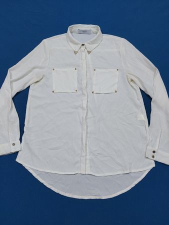 White Long-Sleeve Shirt with Metal Accents