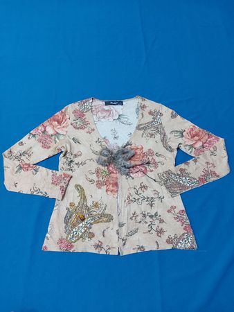 Badoo Floral Blazer with Fur Accent