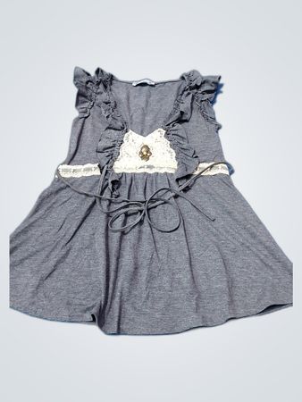 Gray Ruffled Sleeveless Top
