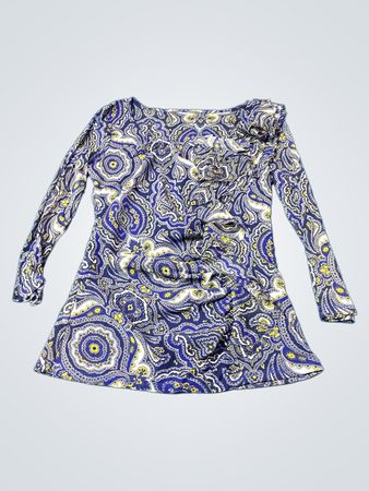 Blouse with Blue Paisley Pattern
