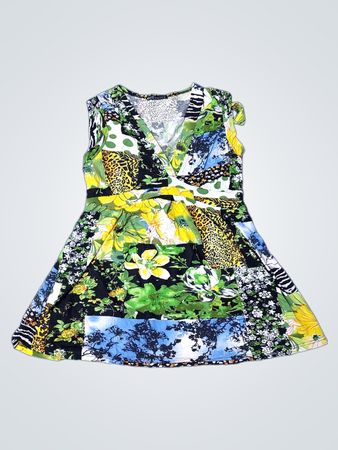 Net Fashion Multicolor Patchwork Wrap Dress