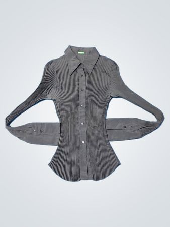 United Colors of Benetton Gray Pleated Blouse