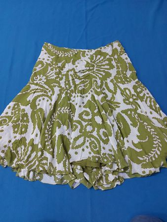 Green and White Floral Skirt