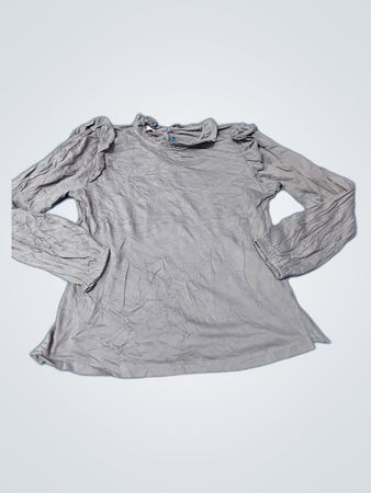 Regalinas Gray Ruffled Long Sleeve Blouse