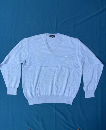 Burberry Light Blue V-Neck Sweater