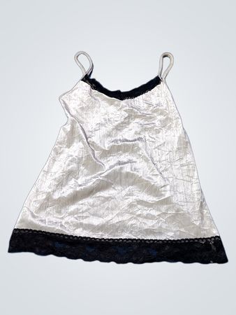 Women's White Camisole with Black Lace Trim