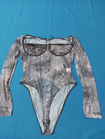 Newspaper Print Bodysuit