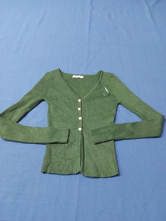 Valleygirl Green Ribbed Cardigan