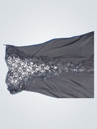 Black Evening Dress with Ruffles and Sequins
