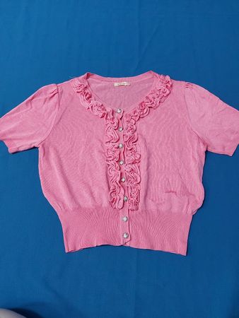 Zara Pink Ruffled Cardigan