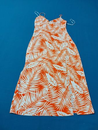 Orange and White Palm Print Dress
