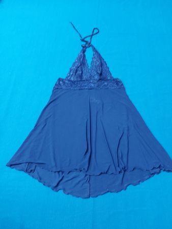 Blue Lace Halter Neck Chemise