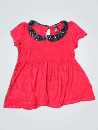 Rue 21 Red Sequin Collar Peplum Top