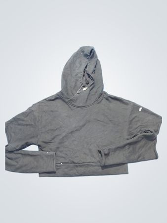 Alo Black Cropped Hoodie with Cut-out Sleeves