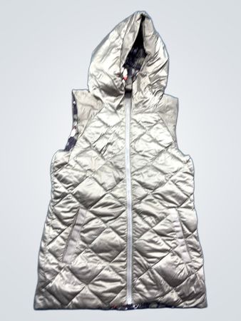 Quilted Puffer Vest with Butterfly Print Lining