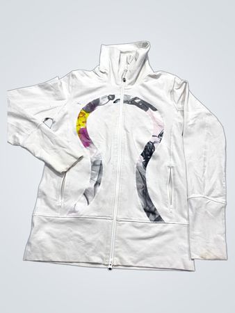 White Full Zip Jacket with Lululemon Logo
