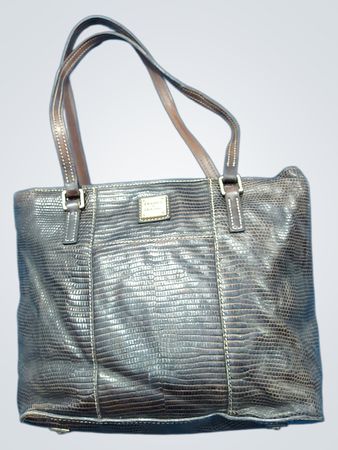 Dooney & Bourke Brown Embossed Leather Tote Bag