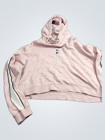 Stussy Pink Cropped Hoodie with Stripe Detail