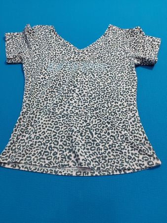 Leopardenmuster V-Ausschnitt T-Shirt