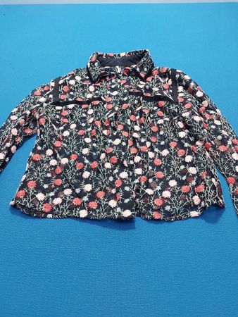 Topshop bestickte Blumenhemd mit Knopfleiste