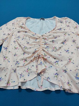 Pinkie Collection Floral Print Ruched Top