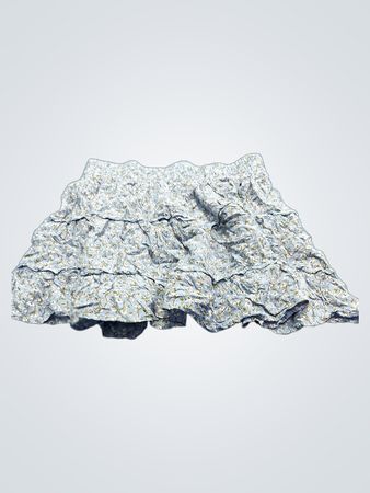 Blauer Blumendruck-Stufen-Minirock
