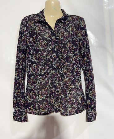 Promod Floral Mesh geraffte Bluse